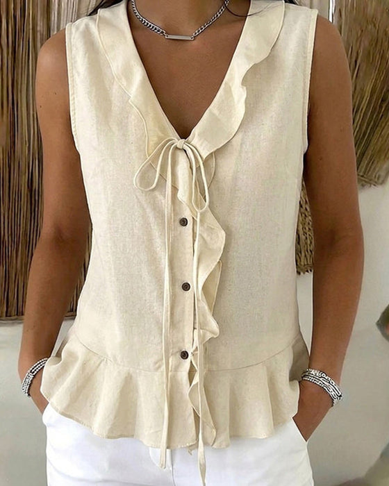 Tank Top Ruffle Slips Ermeløs