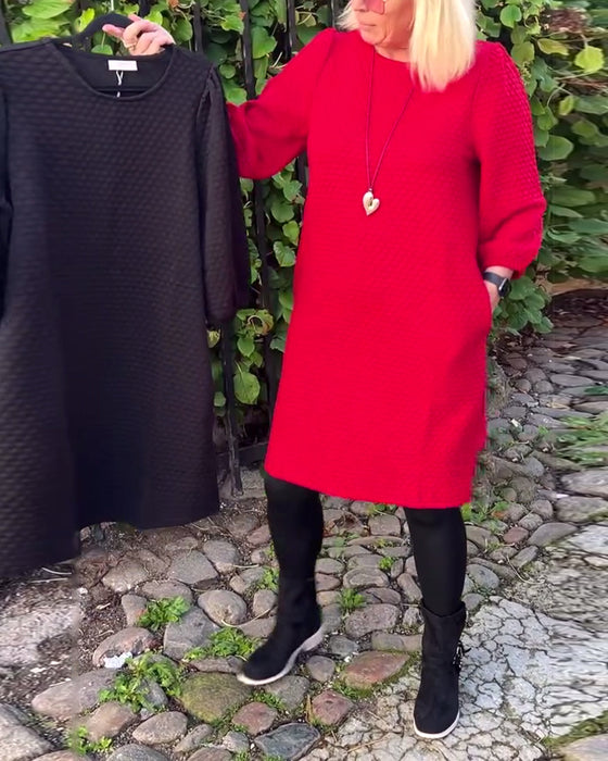 Kjole avslappet ensfarget rund hals