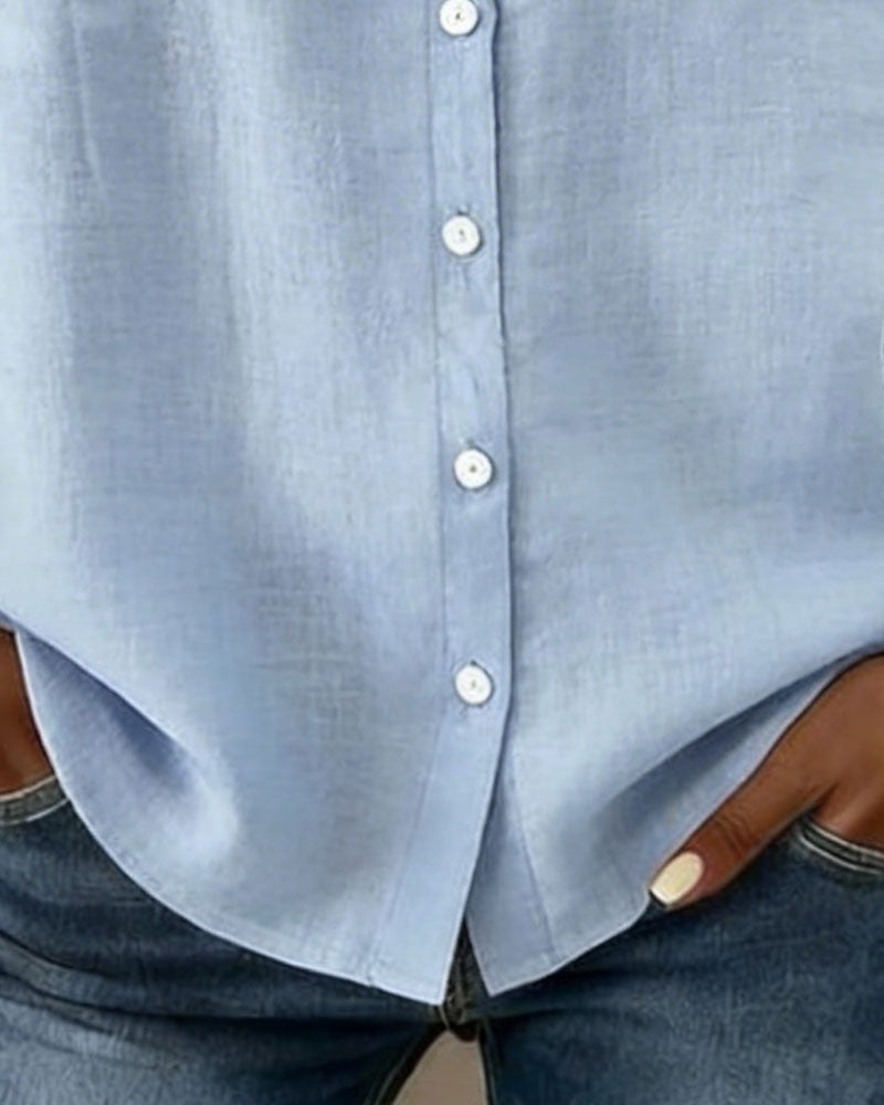 Skjorte Peter Bomull-lin Pan-Krage Rysjekant Knappefront