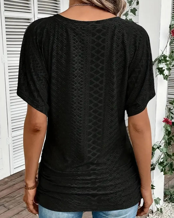 T-Skjorte V-Hals Uthuling Lag Patchwork