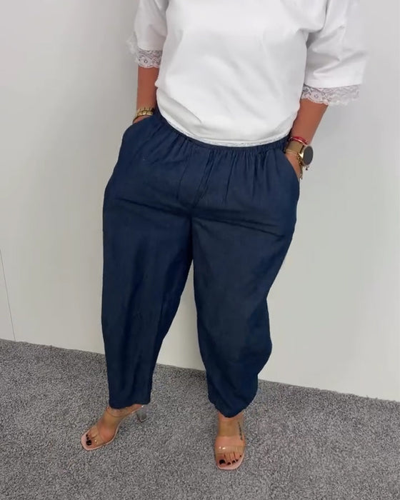 Bukser Stilige Lomme Denim Lange