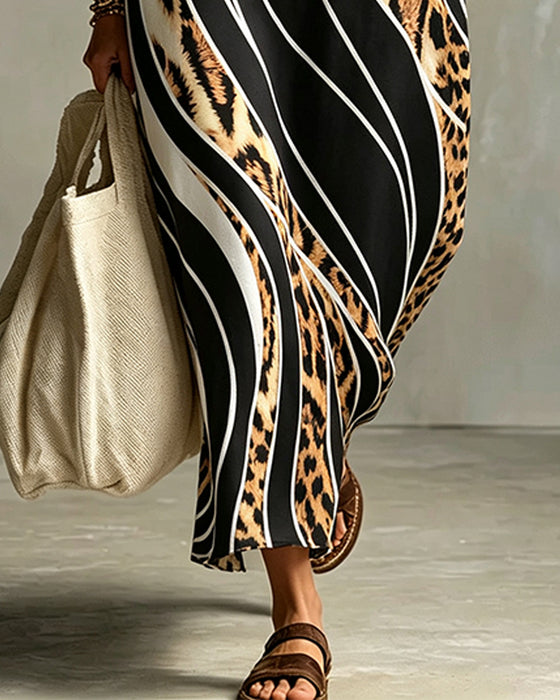 Kjole Leopard Diagonal Stripe Slag