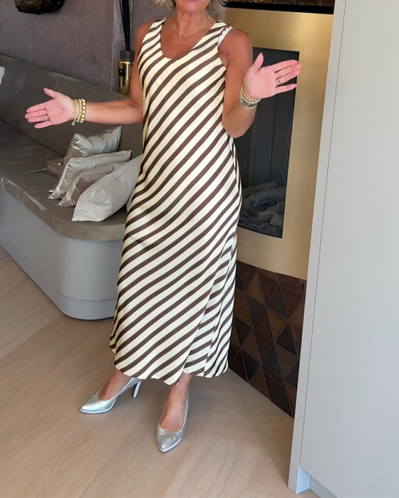 Kjole Ermeløs Stripe Slip Maxi