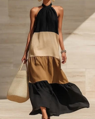 Kjoler Halter Off-Shoulder Lappeteppe Fargeblokk