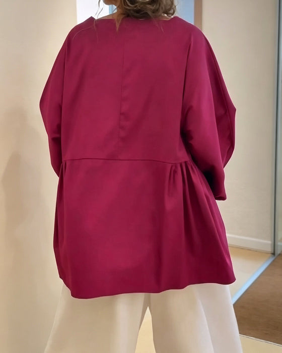 Enfarget Langermet Bluse