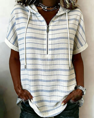 Topp Stripet Hetting Glidelås Kort Erme