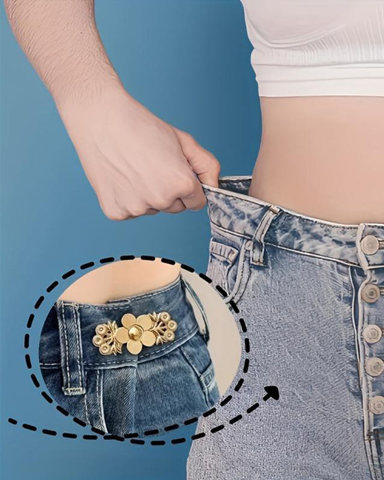 4-Delers Blomstermønstret Denim Belteetrekk