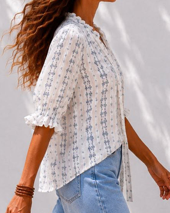 Bluse Liten Blomstret Ruffle