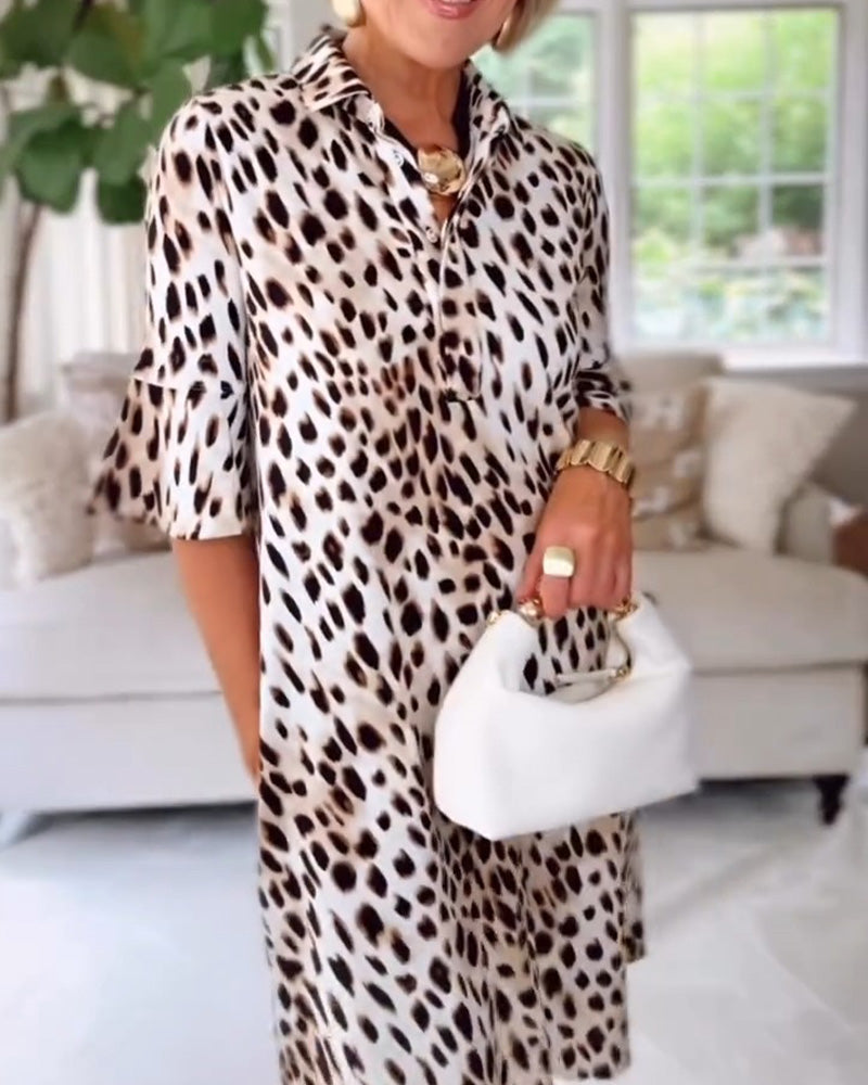Kjole Slag Leopard Skjorte