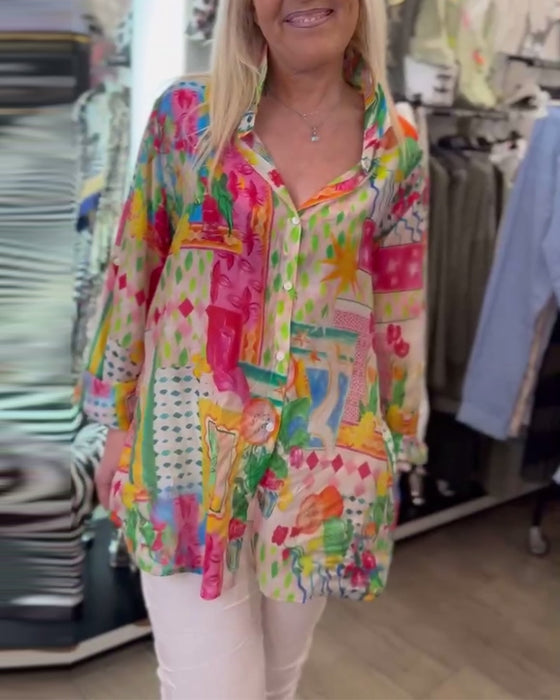 Skjorte Fargerik Stilig Krage