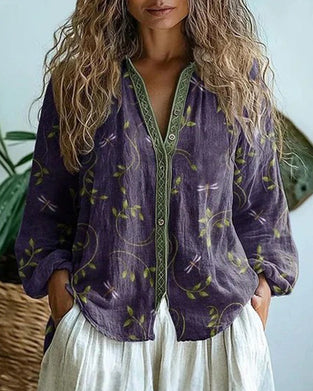 Bluse Øyenstikker Broderi V-Hals