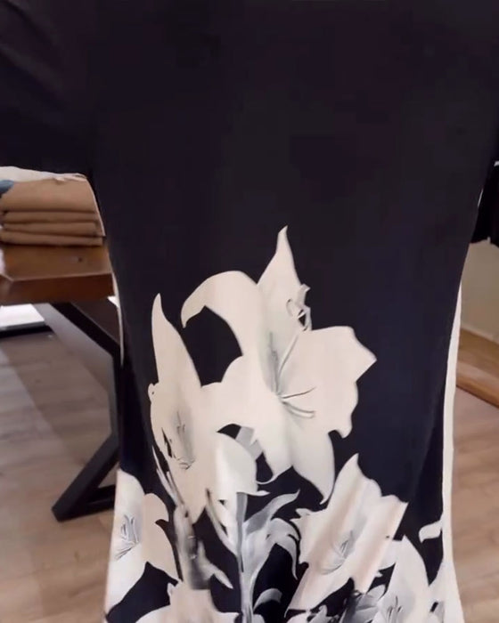 Kjole Krage Trykt Oversized Maxi