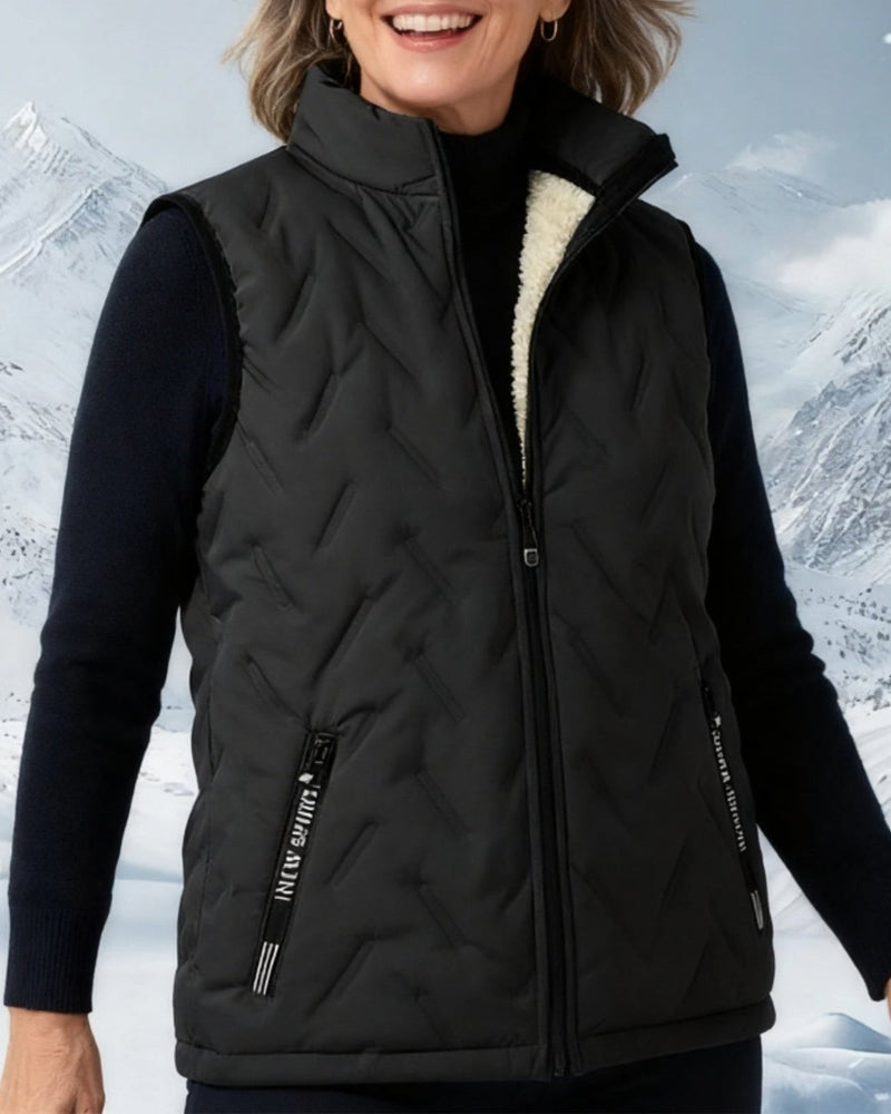 Vest Unisex Vinter Varm Casual Ermeløs Quiltet Med Fleece Foring