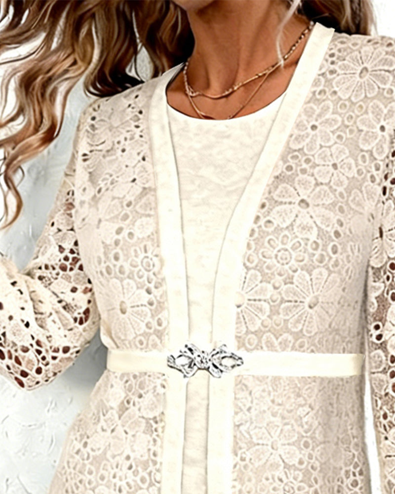 Topp Falsk To-Delt Tett Sittende Langermet