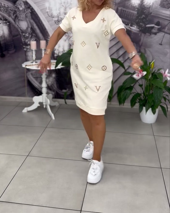 Kjole Mote V-Hals Kortermet