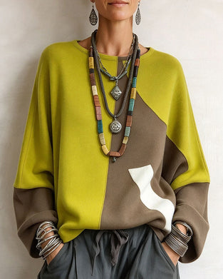 Topp Rund Hals Raglan Erm Fargeblokk