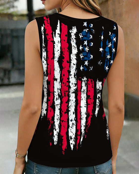 Tank Top Flagg Slips V-Hals Ermeløs
