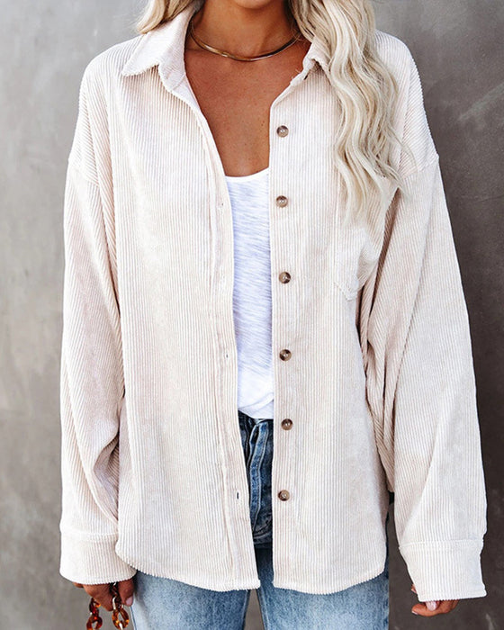 Ensfarget Manchesterbluse Med Lomme