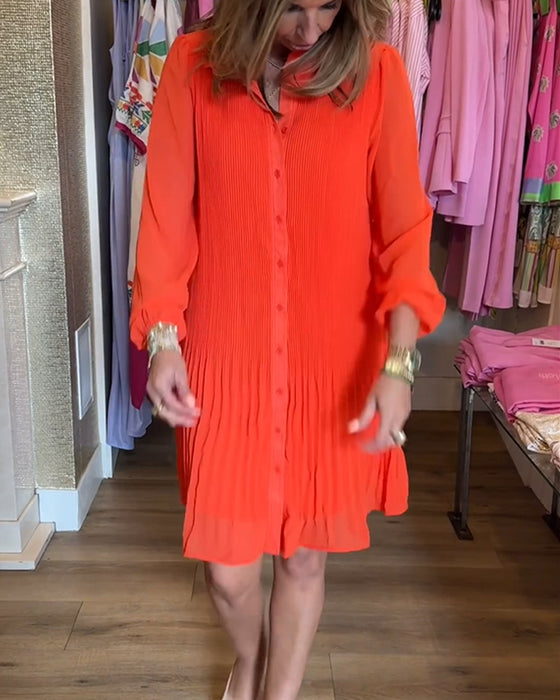 Solid patchwork plissert kjole for kvinner