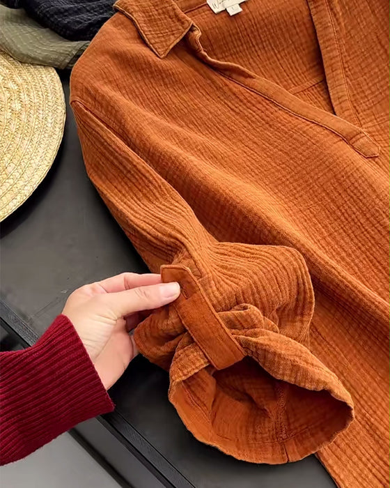 Kjole Langermet Ensfarget Enkel Krage