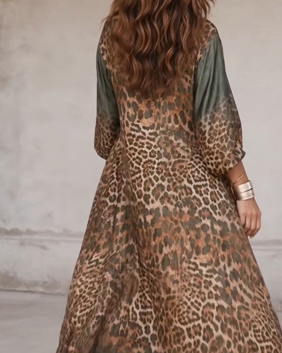 Kjole Stilig Leopard Hel Skjørt