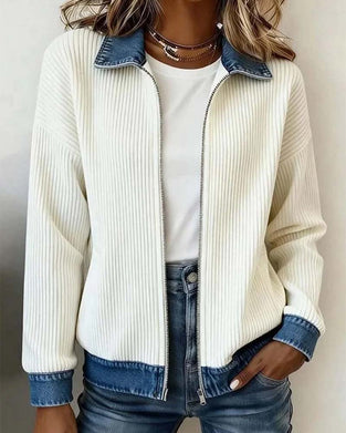Frakk Jakkeslag Glidelås Denim Panel