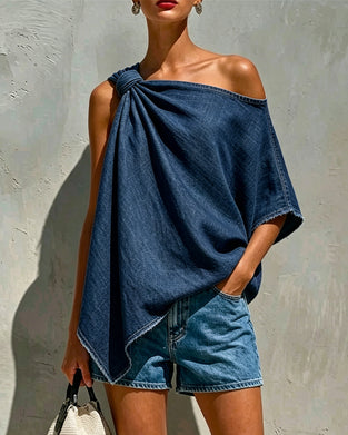 Bluse Denim Knytt Enskulder