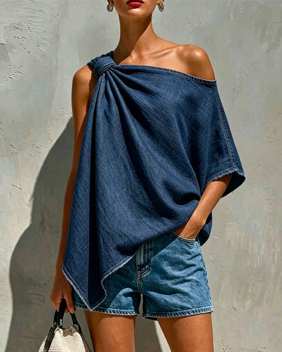 Bluse Denim Knytt Enskulder