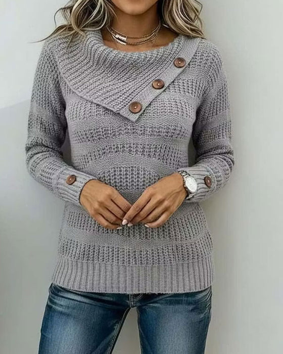 Pullover Diagonal Slag Knapp