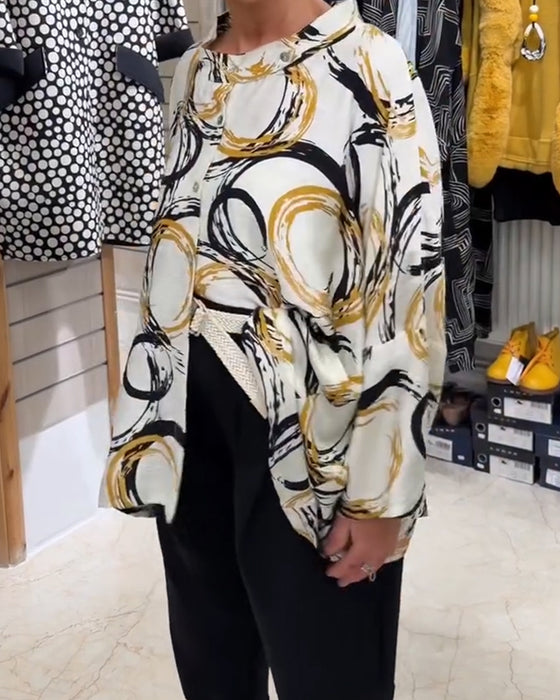 Skjorte Ståkrage Knapp Unik Trykk