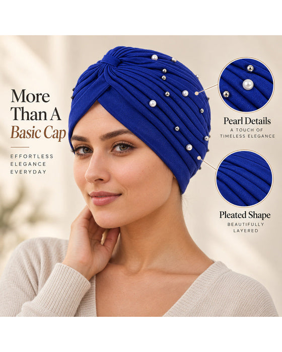 Lue Perle Plissert Forhåndsknytt Turban
