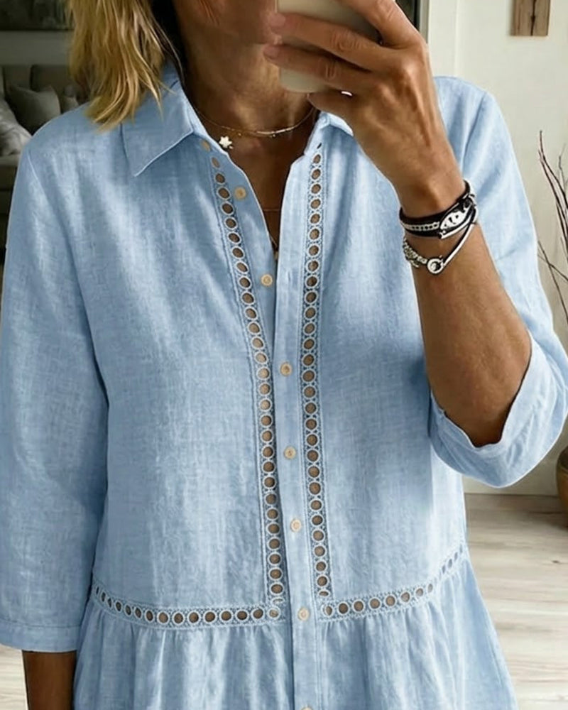 Skjorte Gjennombrutt 3/4-Erm