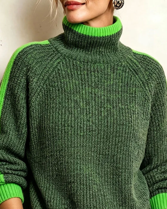 Genser Turtleneck Kontrast Raglan Erme