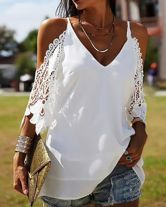 Bluse Off-Shoulder Hul Ensfarget