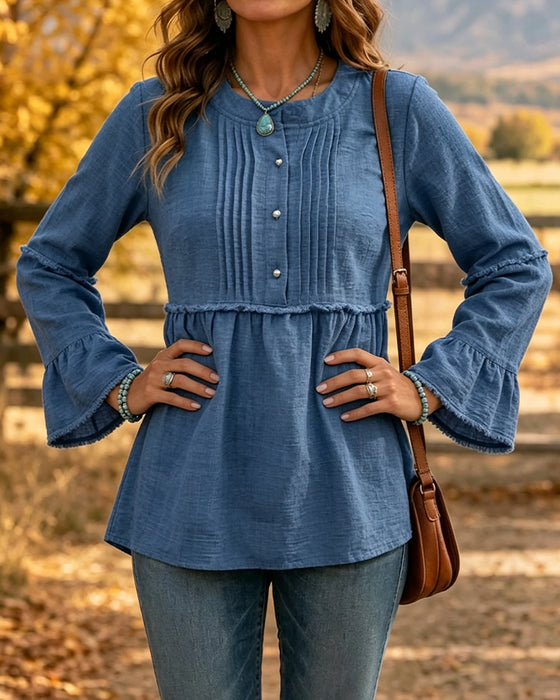 Bluse Enfarget Rund Hals