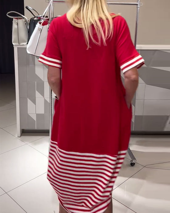 Kjole Kontraststripet Kortermet Casual