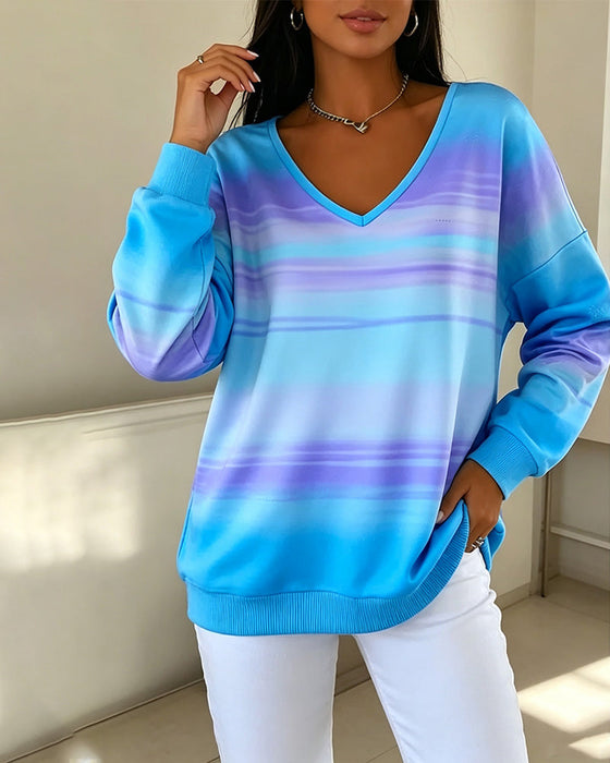 Sweatshirts V-Hals Lang Erme Ombre