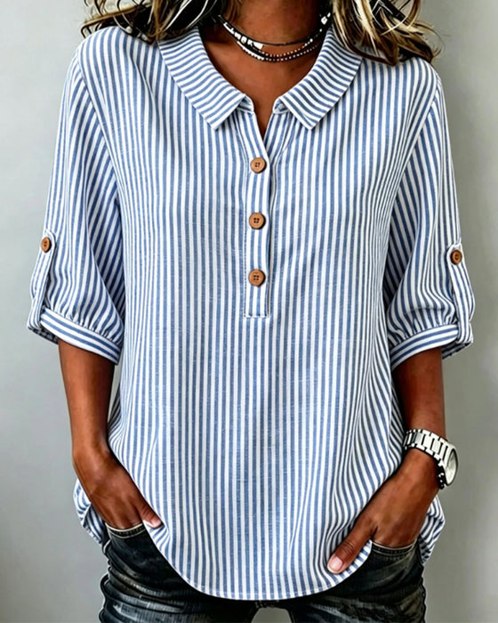 Bluse Casual Stripet Henley