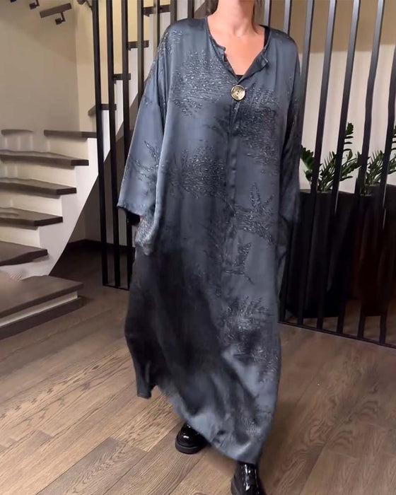 Kjole Lang Erme Trykt Rett