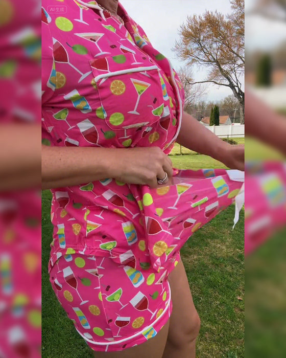 Todelte Sett Vinflaske Trykk Casual