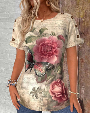 T-skjorte med avslappet trykk og korte ermer