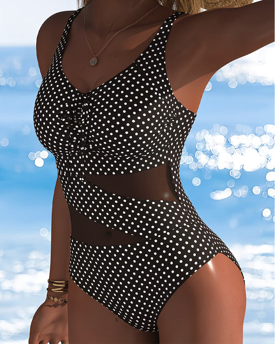 One-Piece Prikket Slips Mesh Patchwork