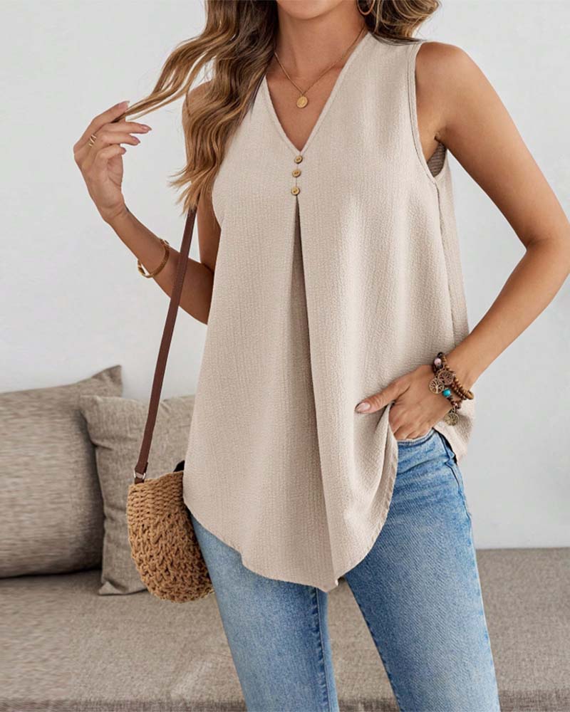 Tank Topp V-Hals Dobbel Lag Løs