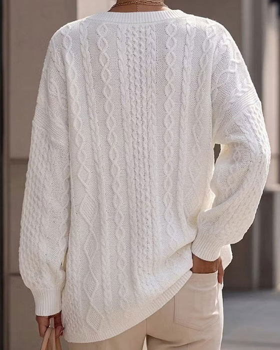 Pullover V-Hals Stilig Solid Avslappet Strikket