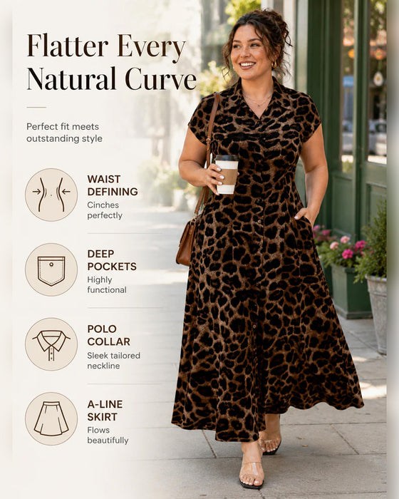Kjole Avslappet Leopard Maxi