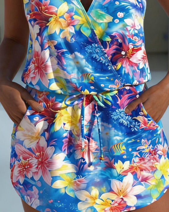 Tankini Blomstret Halterneck
