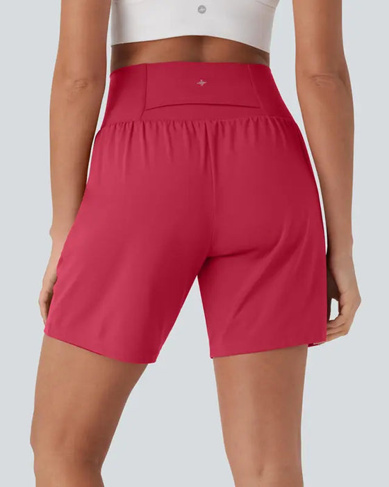 Ensfargede Shorts Høy Midje