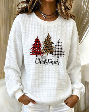 Sweatshirt Rund Hals Rutete Pullover Juletre