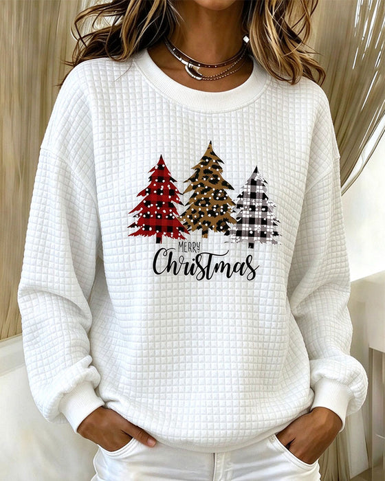 Sweatshirt Rund Hals Rutete Pullover Juletre