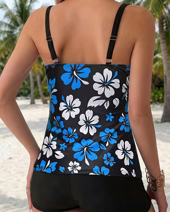 Tankini Hibiskus Trykk Svøm